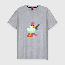 Мужская slim-футболка Цыпленок с пушкой