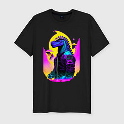 Футболка slim-fit Cool dinosaur - cyberpunk - neural network, цвет: черный