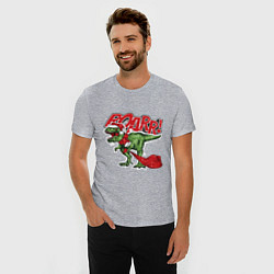 Футболка slim-fit Santa t rex gifts, цвет: меланж — фото 2