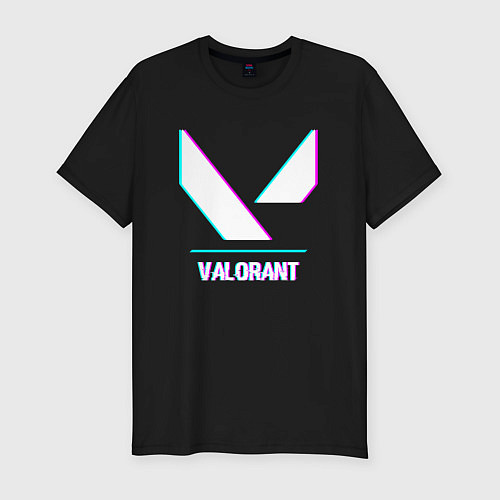 Мужская slim-футболка Valorant в стиле glitch и баги графики / Черный – фото 1