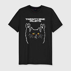 Футболка slim-fit Twenty One Pilots rock cat, цвет: черный
