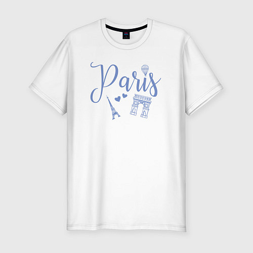 Мужская slim-футболка Город Париж / Белый – фото 1