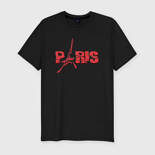 Мужская slim-футболка Paris love / Черный – фото 1