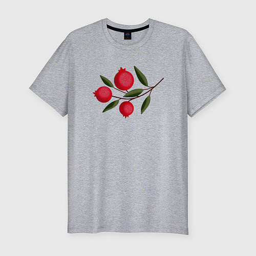 Мужская slim-футболка Ветка граната / Меланж – фото 1