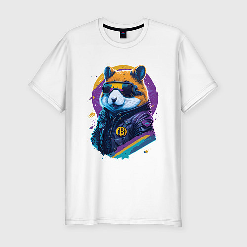 Мужская slim-футболка Крипто хомяк / Белый – фото 1