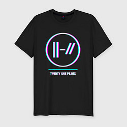 Мужская slim-футболка Twenty One Pilots glitch rock