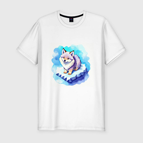 Мужская slim-футболка Пушистый волчонок / Белый – фото 1