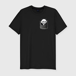 Футболка slim-fit Панда в кармане, цвет: черный