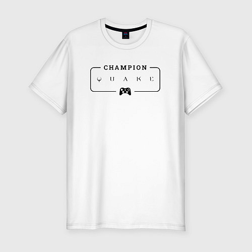 Мужская slim-футболка Quake gaming champion: рамка с лого и джойстиком / Белый – фото 1