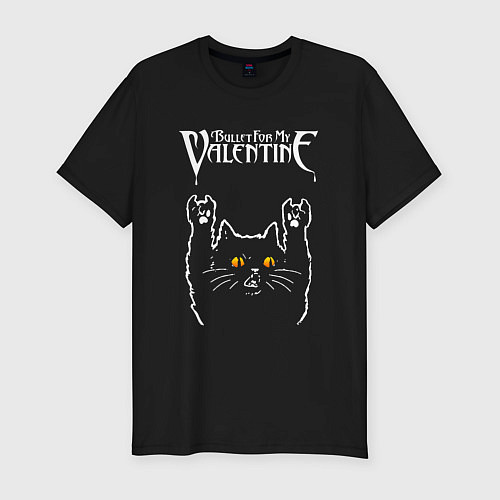 Мужская slim-футболка Bullet For My Valentine rock cat / Черный – фото 1