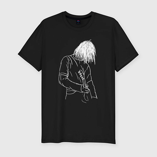 Мужская slim-футболка Kurt Cobain grunge / Черный – фото 1