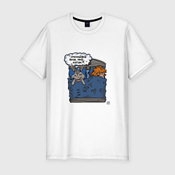 Мужская slim-футболка Спокойно ночи котик
