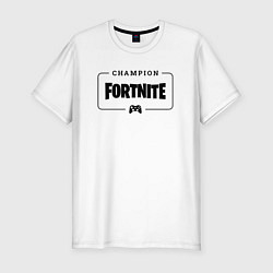 Футболка slim-fit Fortnite gaming champion: рамка с лого и джойстико, цвет: белый