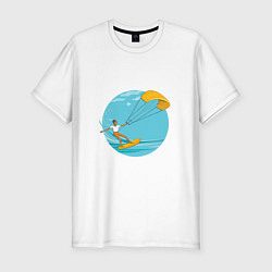 Мужская slim-футболка Кайтер на море