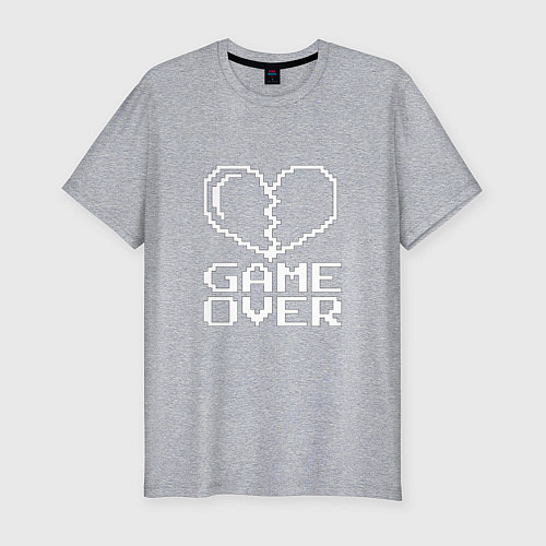 Мужская slim-футболка Пиксельное сердечко Game over / Меланж – фото 1