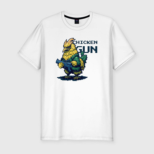Мужская slim-футболка Chicken Gun рэмбо / Белый – фото 1