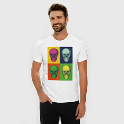 Футболка slim-fit Psychedelic skulls, цвет: белый — фото 2