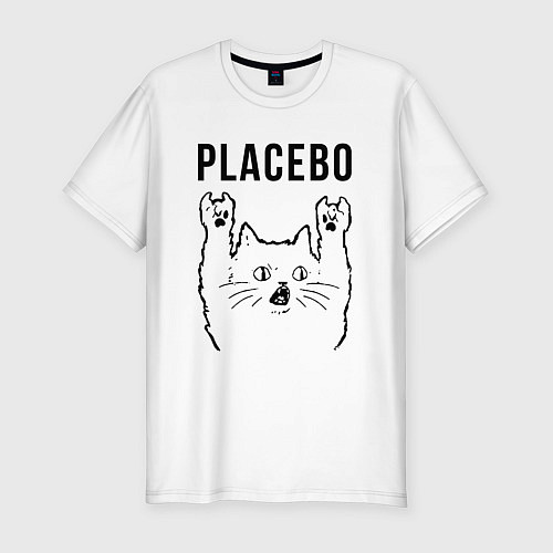 Мужская slim-футболка Placebo - rock cat / Белый – фото 1