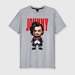 Футболка slim-fit Johnny Depp - cool dude - pop art, цвет: меланж