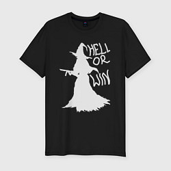 Футболка slim-fit Hell or win white, цвет: черный