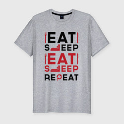 Футболка slim-fit Надпись: eat sleep S T A L K E R repeat, цвет: меланж