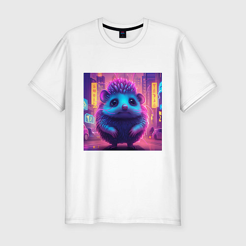 Мужская slim-футболка Неоновый ежик / Белый – фото 1