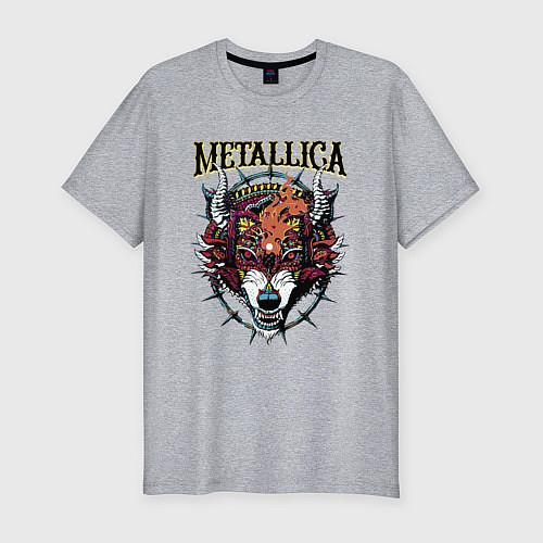 Мужская slim-футболка Metallica - wolfs muzzle - thrash metal / Меланж – фото 1