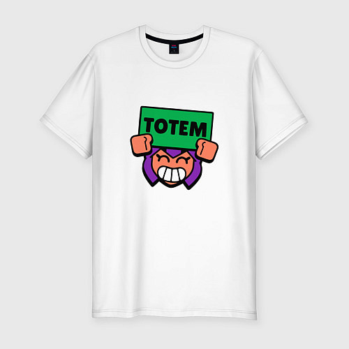 Мужская slim-футболка Значок болельщика Totem Brawl Stars / Белый – фото 1