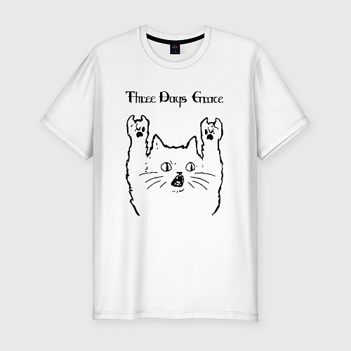 Мужская slim-футболка Three Days Grace - rock cat / Белый – фото 1