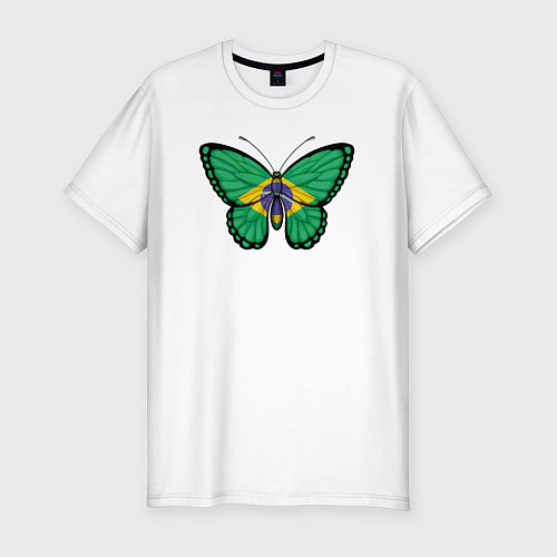 Мужская slim-футболка Бразилия бабочка / Белый – фото 1