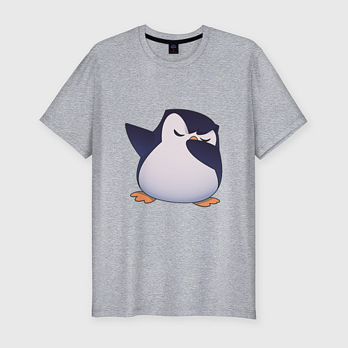 Мужская slim-футболка Пингвин в танце / Меланж – фото 1