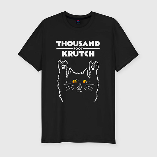 Мужская slim-футболка Thousand Foot Krutch rock cat / Черный – фото 1