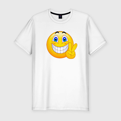 Мужская slim-футболка Смайлик victory / Белый – фото 1