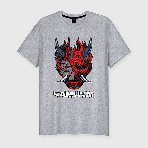 Мужская slim-футболка Samurai logo / Меланж – фото 1