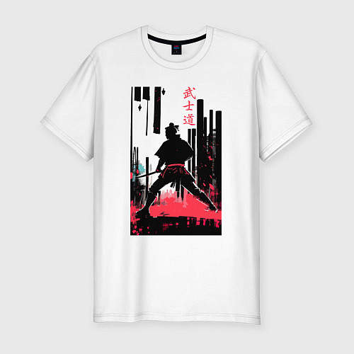 Мужская slim-футболка Бусидо - кодекс самурая - путь война / Белый – фото 1