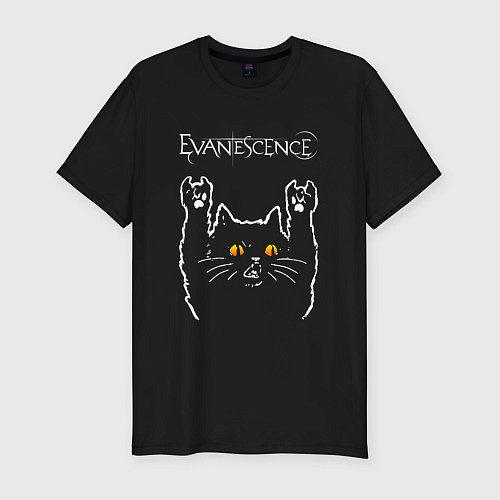 Мужская slim-футболка Evanescence rock cat / Черный – фото 1