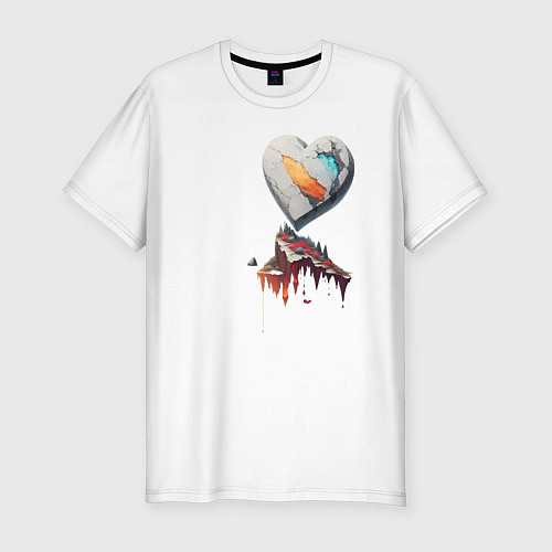 Мужская slim-футболка Каменное сердце / Белый – фото 1