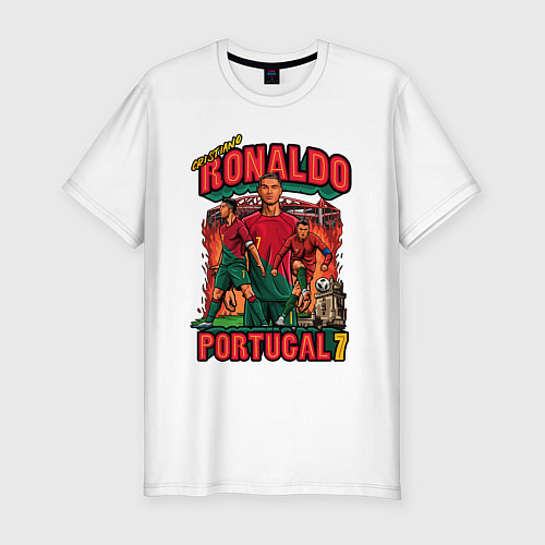 Мужская slim-футболка Криштиану Роналду Португалия 7 / Белый – фото 1