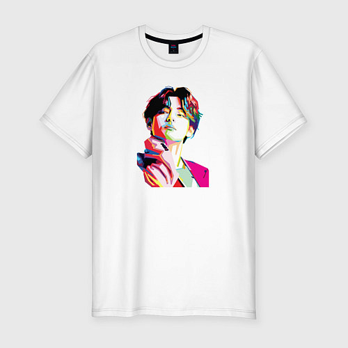 Мужская slim-футболка BTS Ким Тхэхён / Белый – фото 1