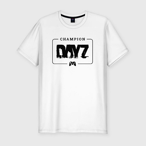 Мужская slim-футболка DayZ gaming champion: рамка с лого и джойстиком / Белый – фото 1