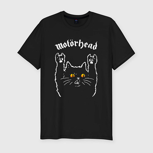 Мужская slim-футболка Motorhead rock cat / Черный – фото 1