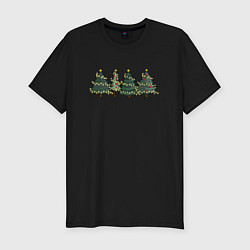 Мужская slim-футболка Новогодние деревья