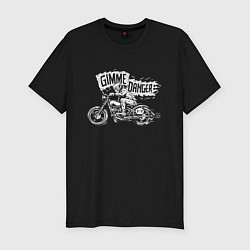 Футболка slim-fit Gimme danger - motorcycle - motto, цвет: черный