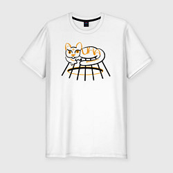 Мужская slim-футболка Кошка Алина на гитаре