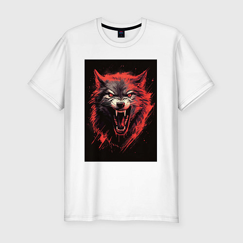Мужская slim-футболка Red wolf / Белый – фото 1