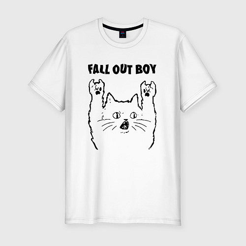 Мужская slim-футболка Fall Out Boy - rock cat / Белый – фото 1