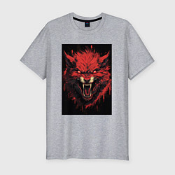 Мужская slim-футболка Красный волк