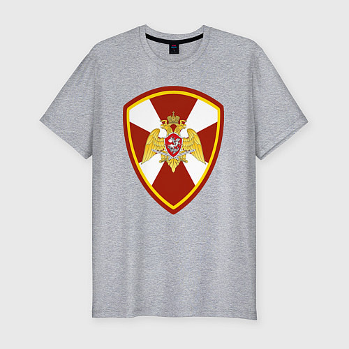Мужская slim-футболка ВВ МВД РФ - эмблема / Меланж – фото 1