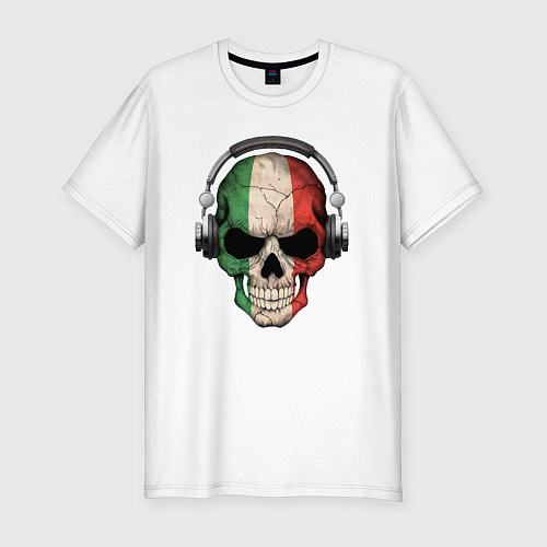 Мужская slim-футболка Italy skull music / Белый – фото 1