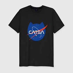 Мужская slim-футболка Коты - исследователи Космоса